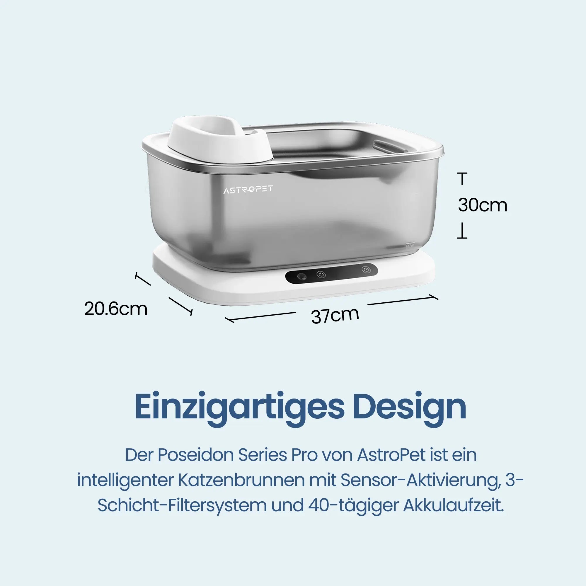 Fontaine à eau sans fil pour animaux XL Poseidon Series Pro 
