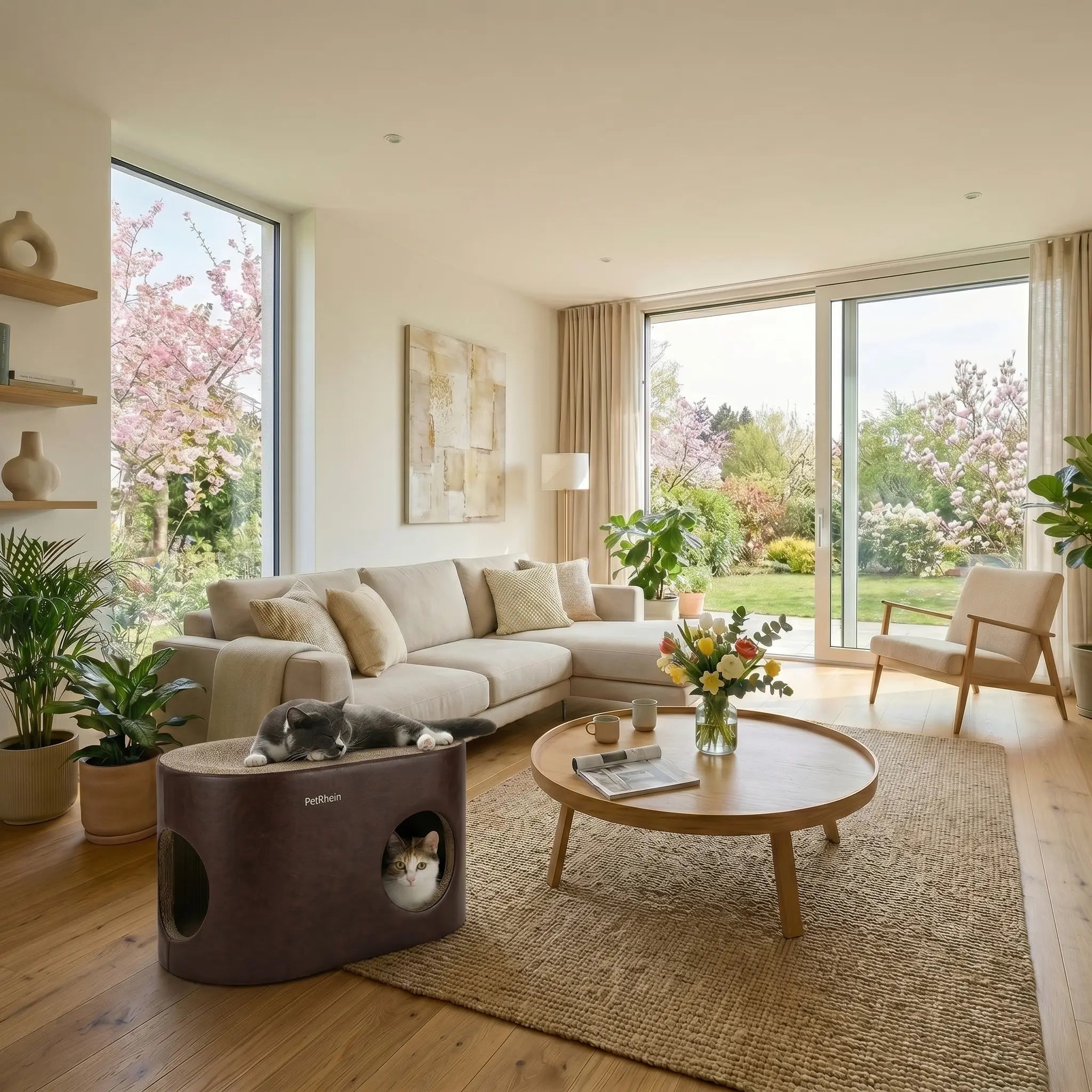 Safari Lodge cat cave with scratching board 