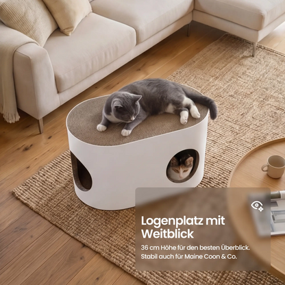 Safari Lodge Cat Cave with Scratching Board